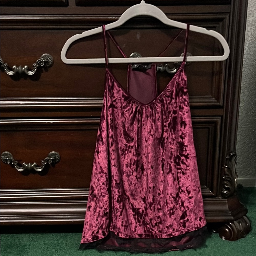 Crushed Velvet Burgundy Camisole Top